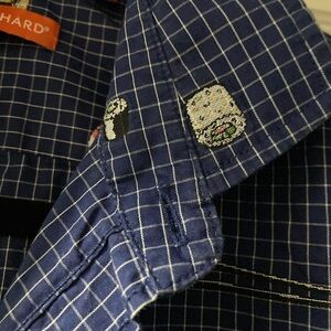 Tori Richard small blue button down sushi omakase island shirt